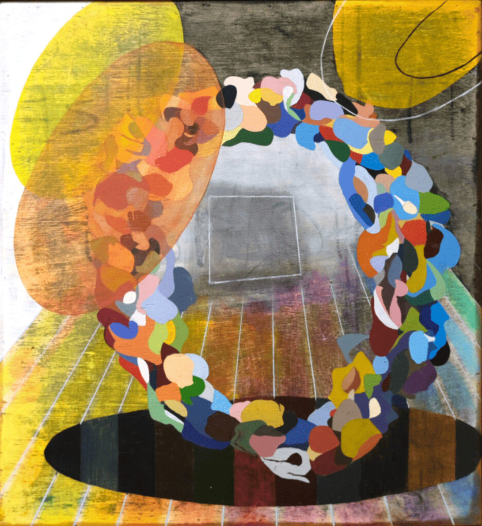 Conceptual painting by Andy Cline — abstract themes of containment, allegory, and organic form.